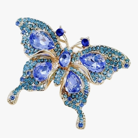 Jewelry - Blue and Gold Butterfly Brooch